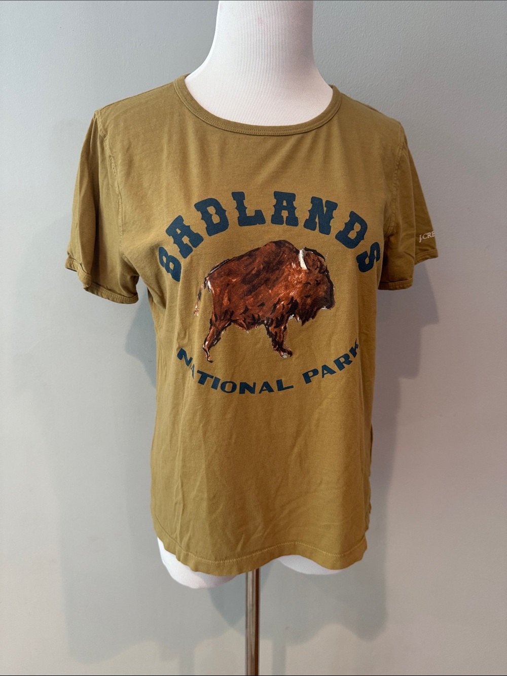J. Crew x National Park Foundation Olive Green 'Badlands' Buffalo Graphic Tee- M